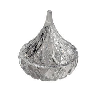 Shannon Crystal Hershey Kiss Shaped Candy Dish Lead Crystal 5.25" Clear Lid